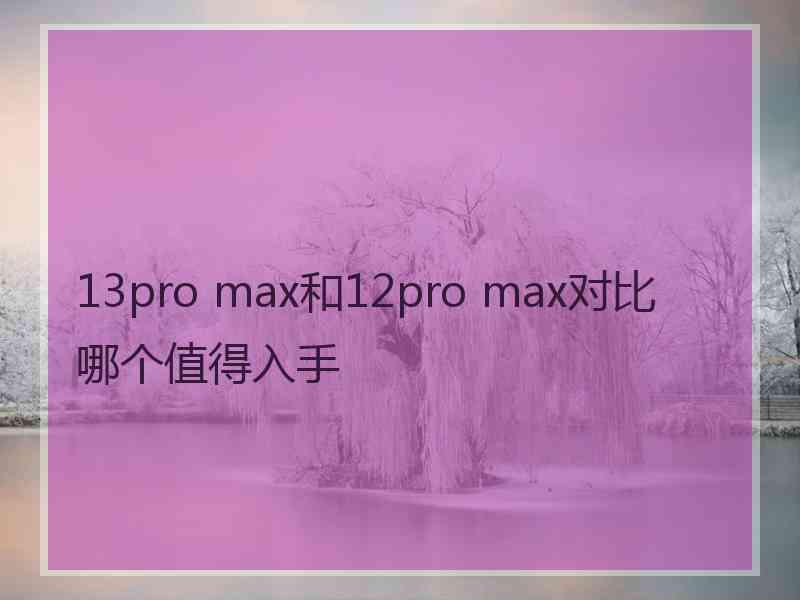 13pro max和12pro max对比哪个值得入手