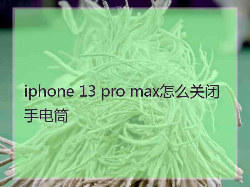 iphone 13 pro max怎么关闭手电筒