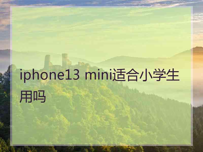 iphone13 mini适合小学生用吗