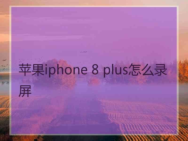 苹果iphone 8 plus怎么录屏