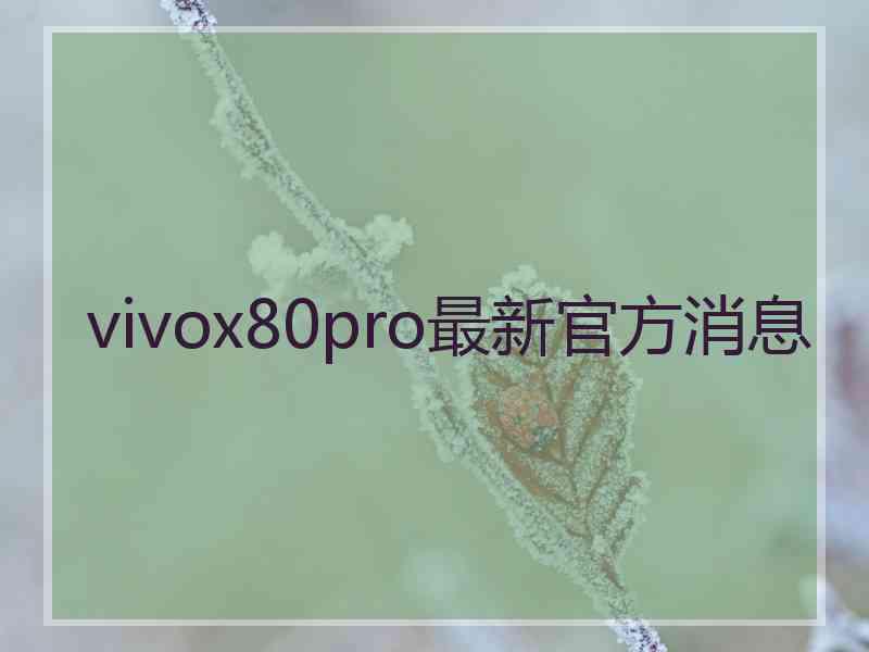 vivox80pro最新官方消息