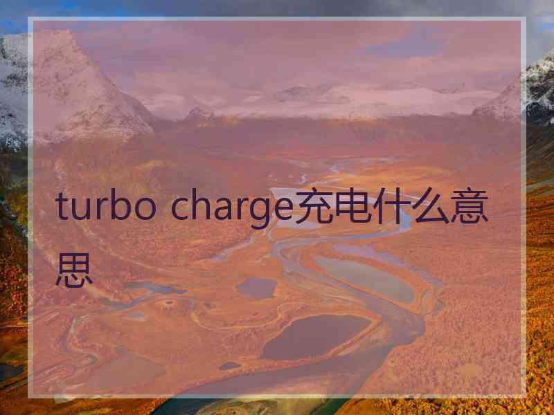 turbo charge充电什么意思