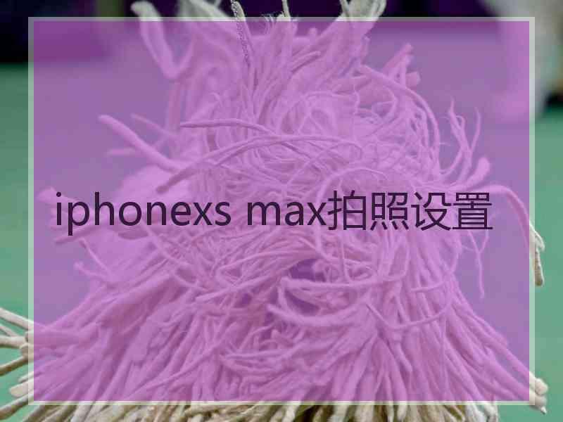 iphonexs max拍照设置