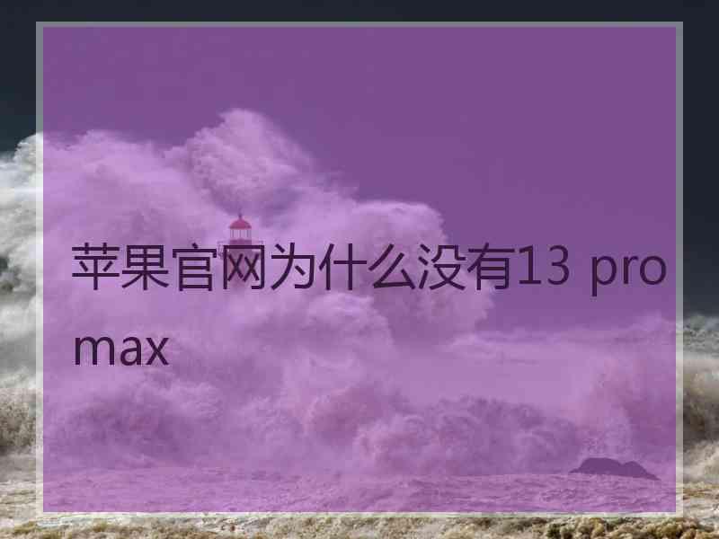 苹果官网为什么没有13 pro max