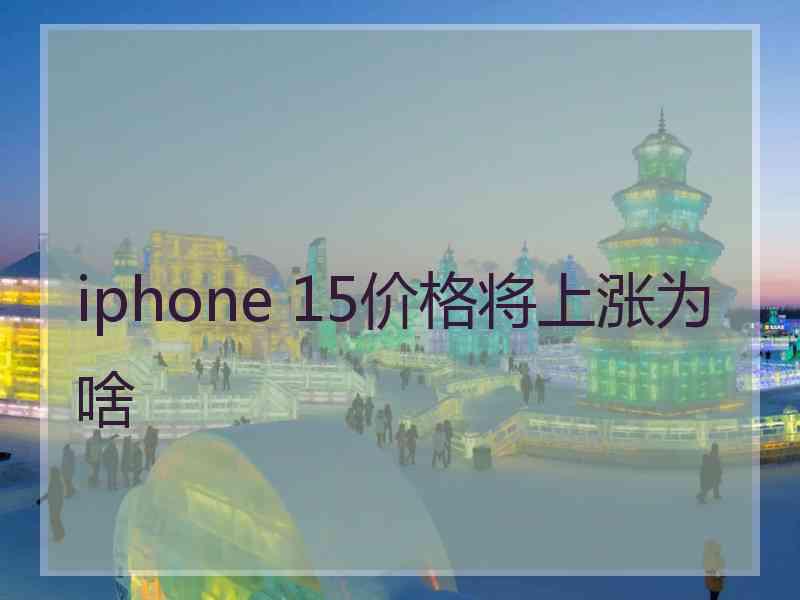 iphone 15价格将上涨为啥