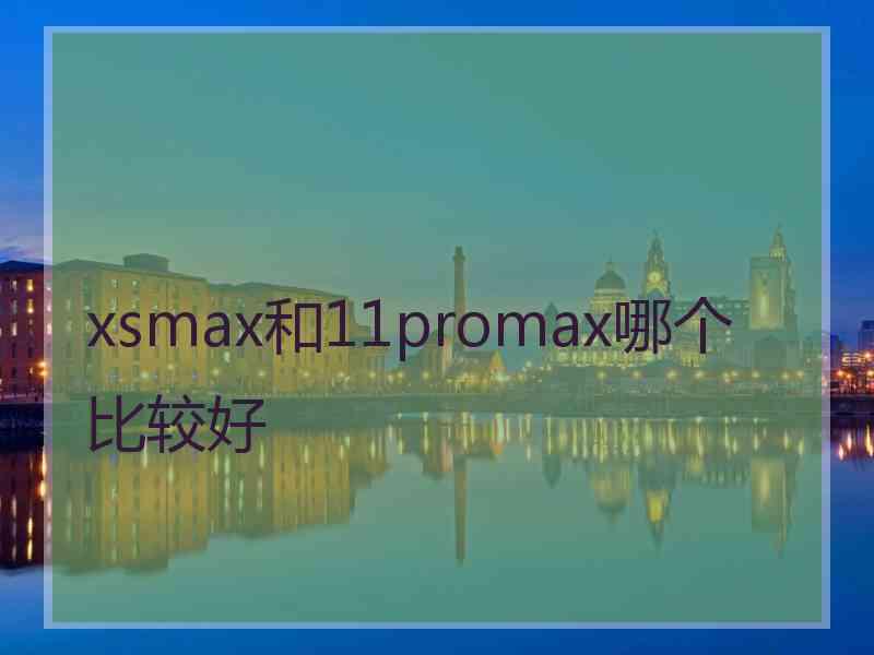 xsmax和11promax哪个比较好