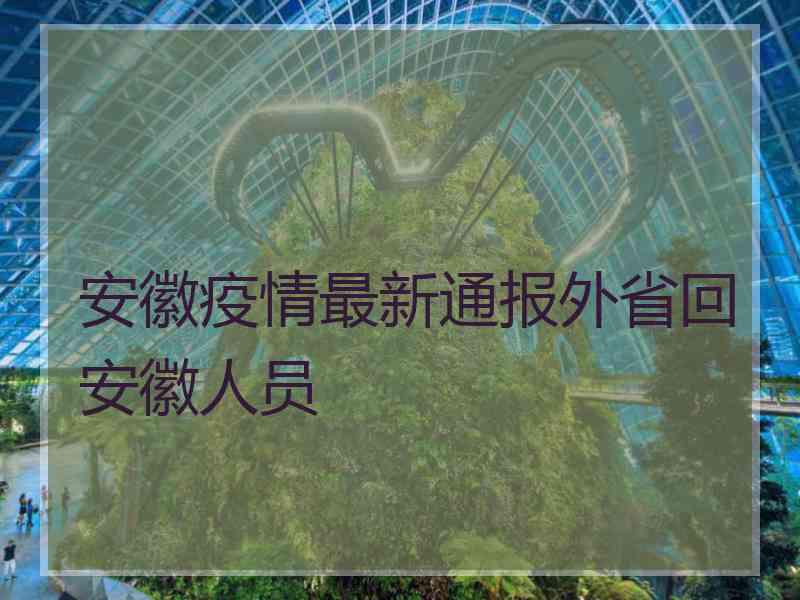 安徽疫情最新通报外省回安徽人员