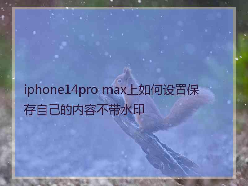 iphone14pro max上如何设置保存自己的内容不带水印