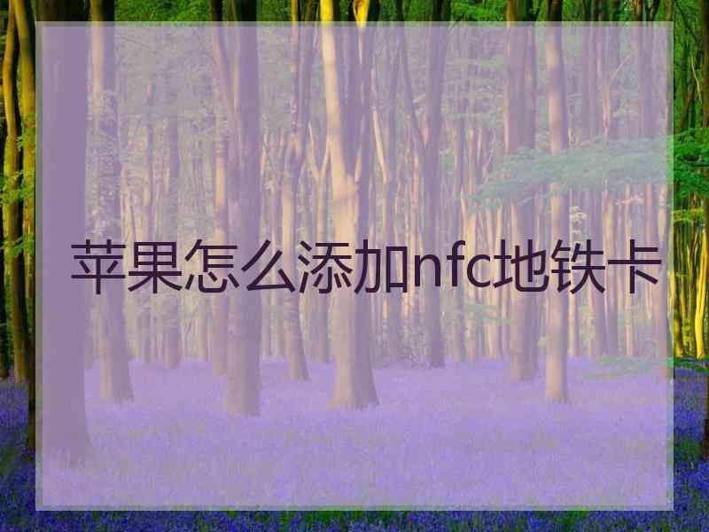 苹果怎么添加nfc地铁卡