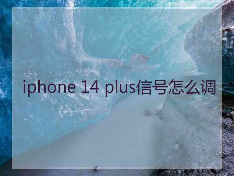 iphone 14 plus信号怎么调