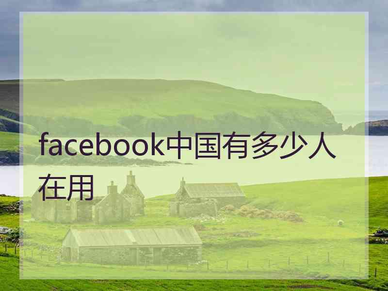 facebook中国有多少人在用