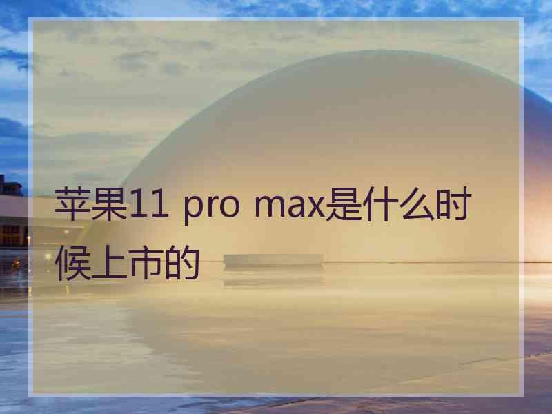 苹果11 pro max是什么时候上市的