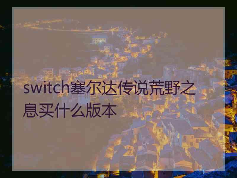 switch塞尔达传说荒野之息买什么版本