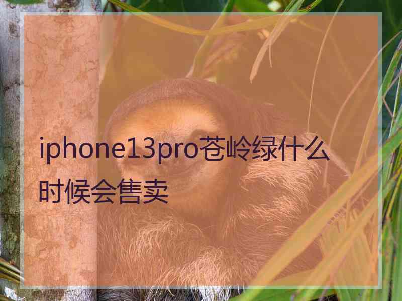 iphone13pro苍岭绿什么时候会售卖