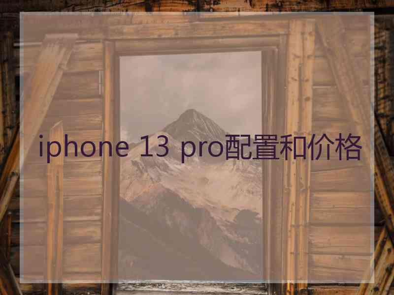 iphone 13 pro配置和价格