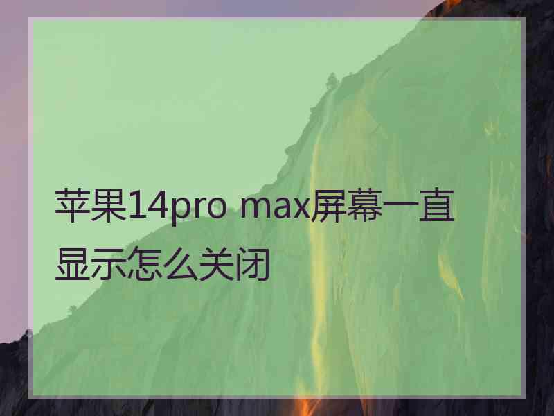 苹果14pro max屏幕一直显示怎么关闭