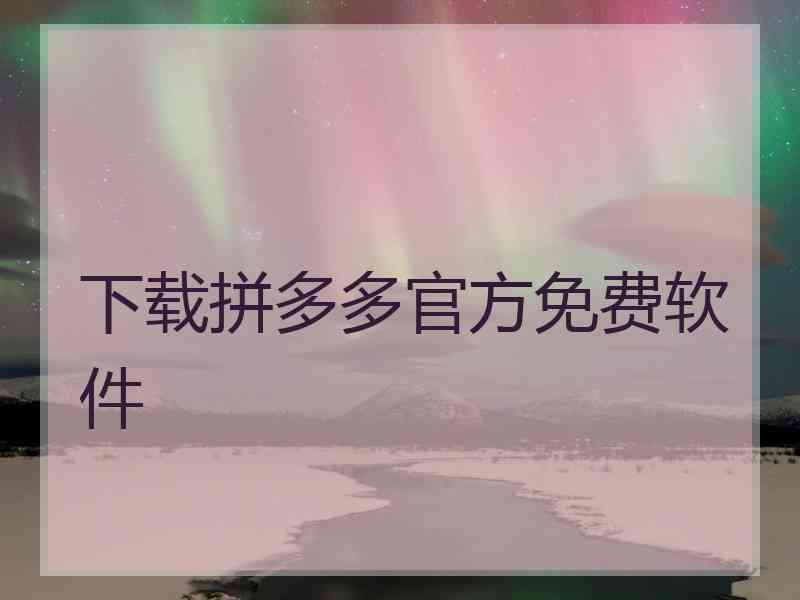 下载拼多多官方免费软件