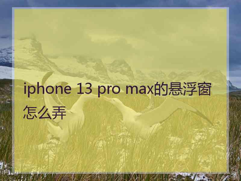 iphone 13 pro max的悬浮窗怎么弄