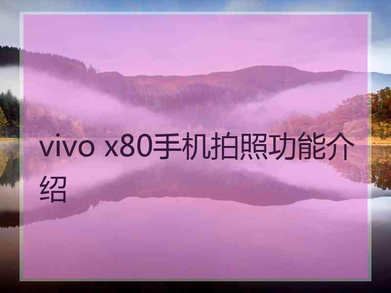 vivo x80手机拍照功能介绍