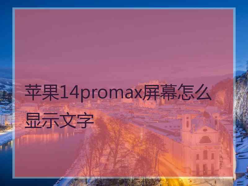 苹果14promax屏幕怎么显示文字