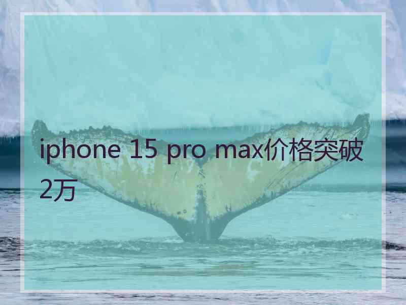 iphone 15 pro max价格突破2万