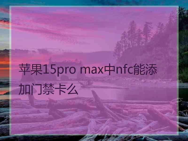 苹果15pro max中nfc能添加门禁卡么