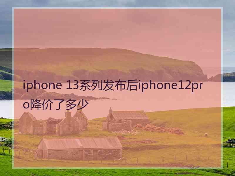 iphone 13系列发布后iphone12pro降价了多少