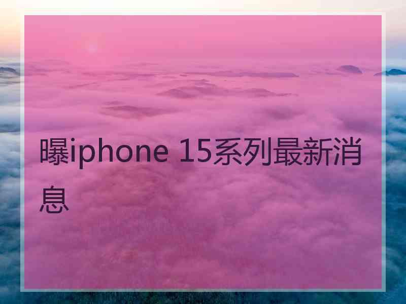 曝iphone 15系列最新消息