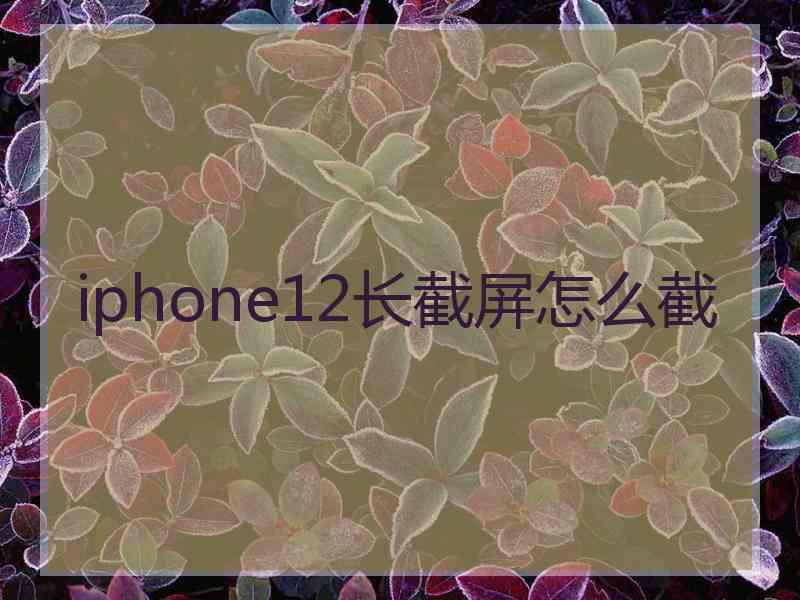 iphone12长截屏怎么截