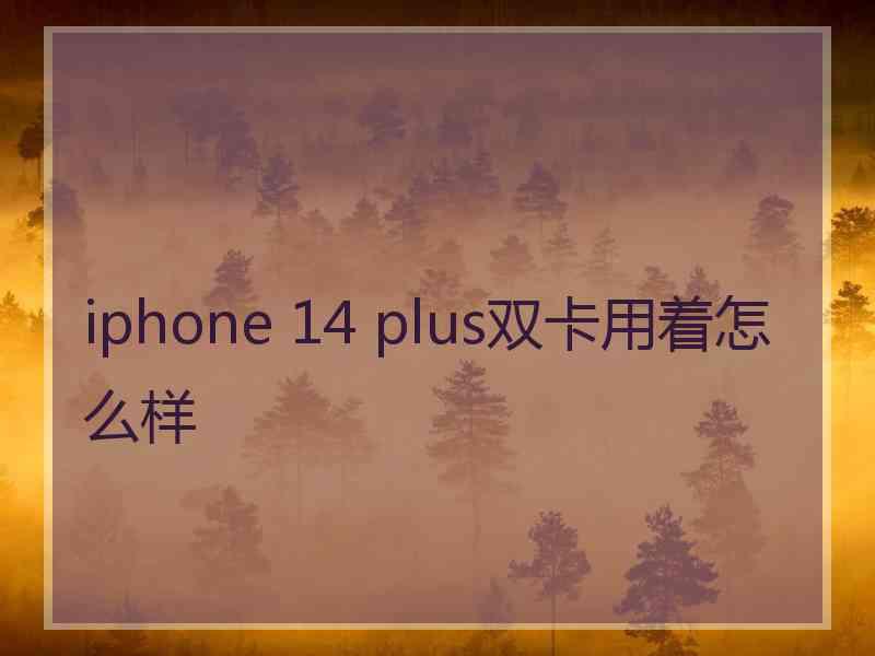 iphone 14 plus双卡用着怎么样