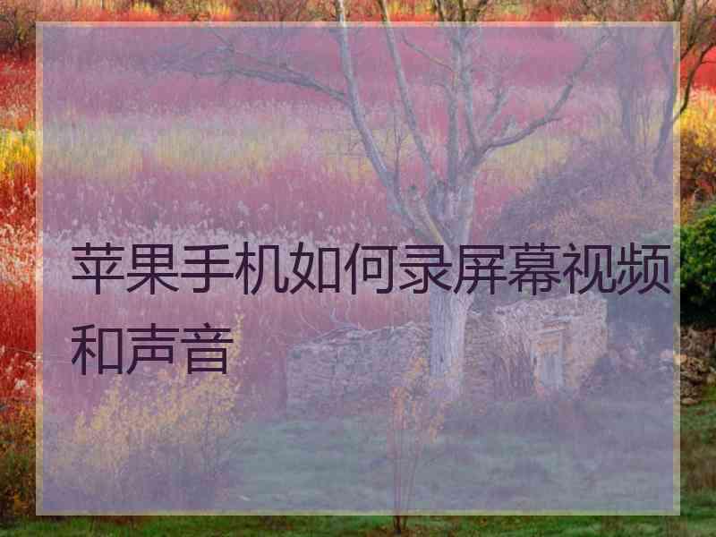 苹果手机如何录屏幕视频和声音