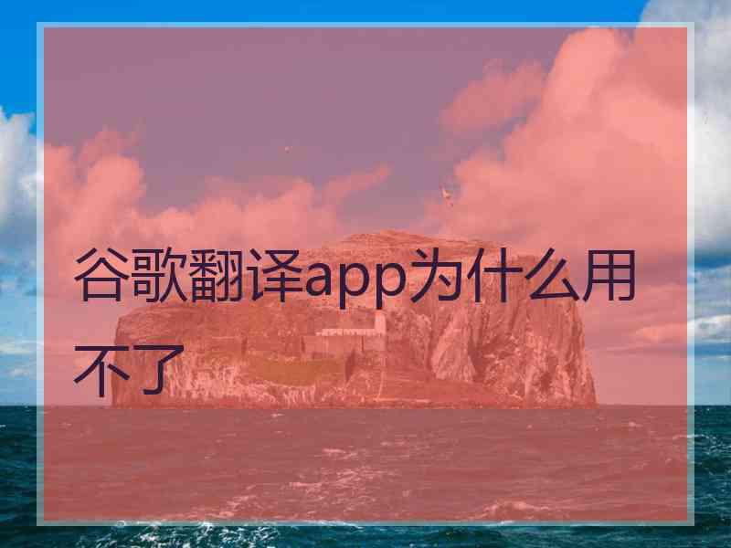 谷歌翻译app为什么用不了