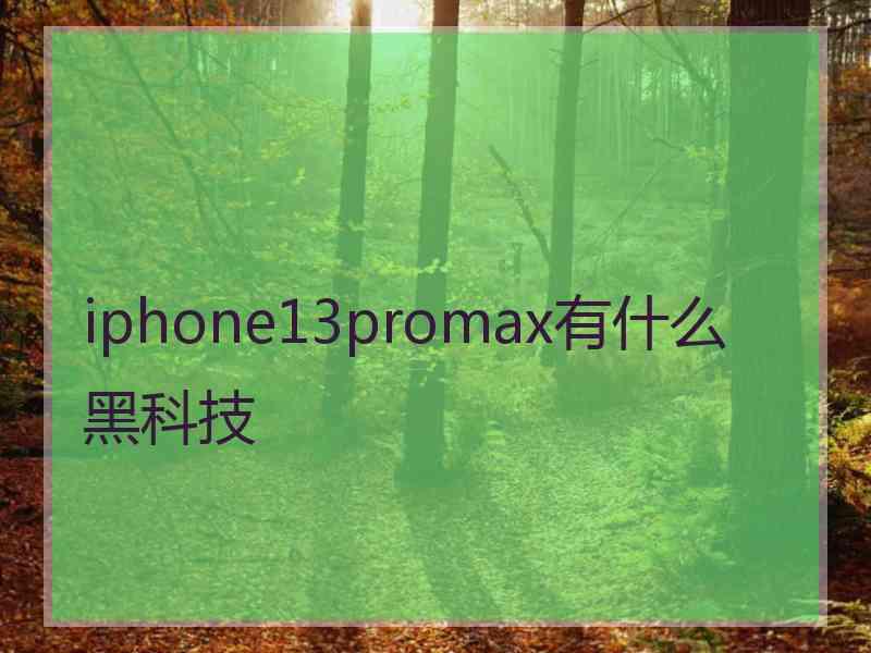 iphone13promax有什么黑科技