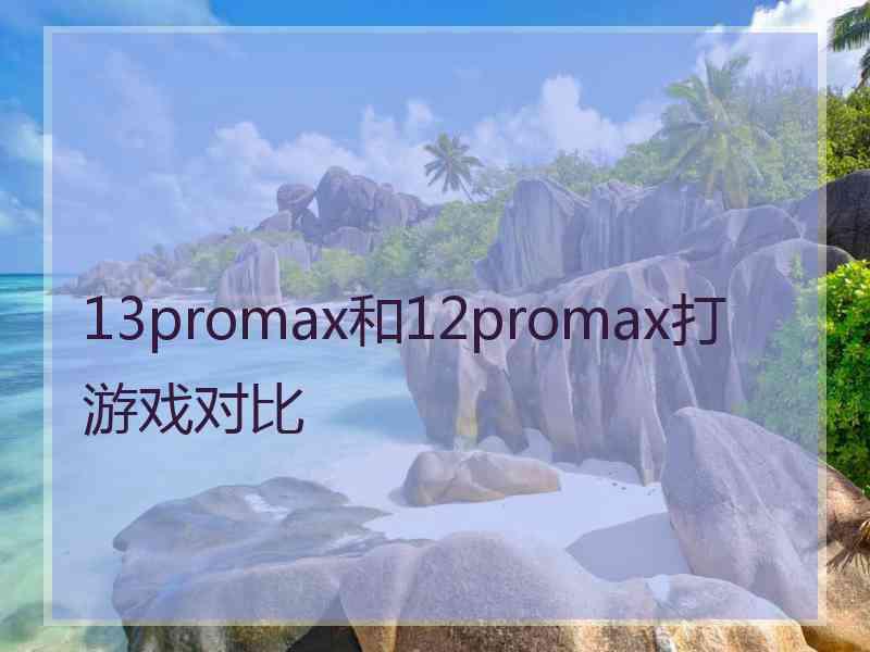 13promax和12promax打游戏对比