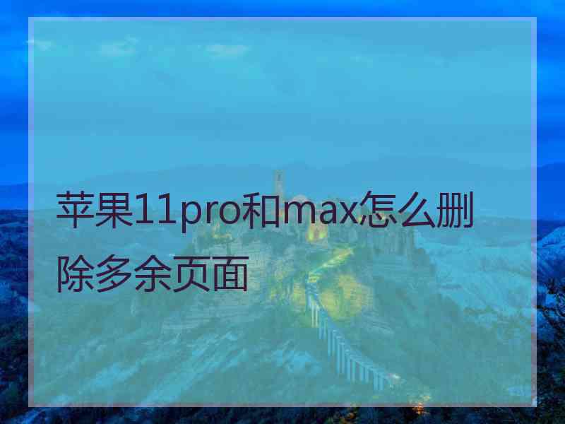 苹果11pro和max怎么删除多余页面