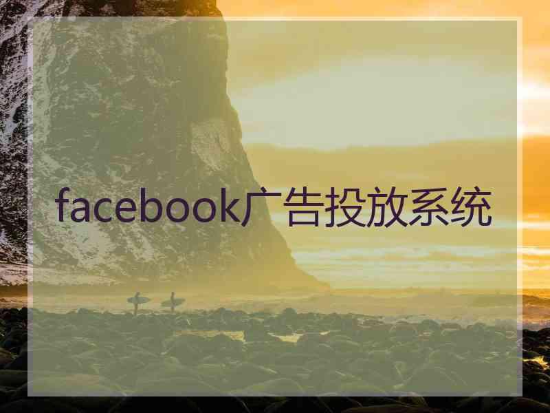 facebook广告投放系统