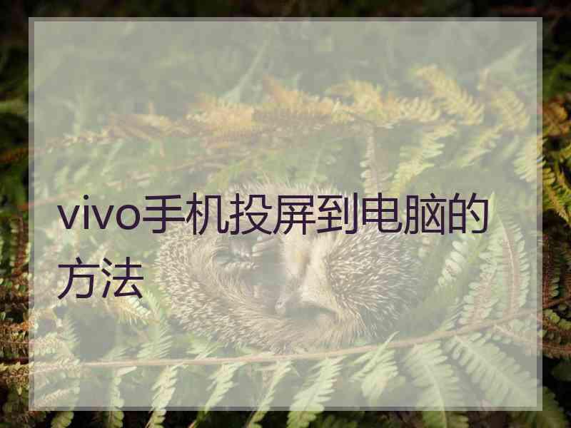 vivo手机投屏到电脑的方法