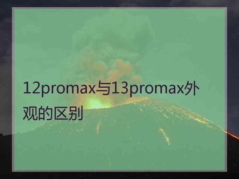 12promax与13promax外观的区别