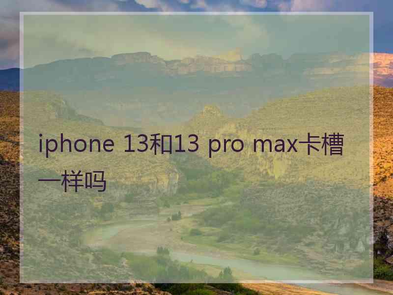 iphone 13和13 pro max卡槽一样吗