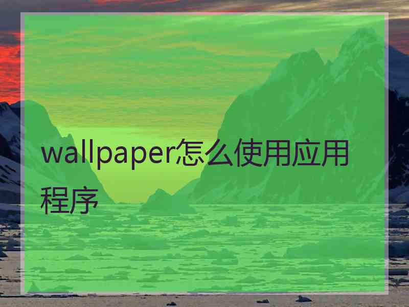 wallpaper怎么使用应用程序