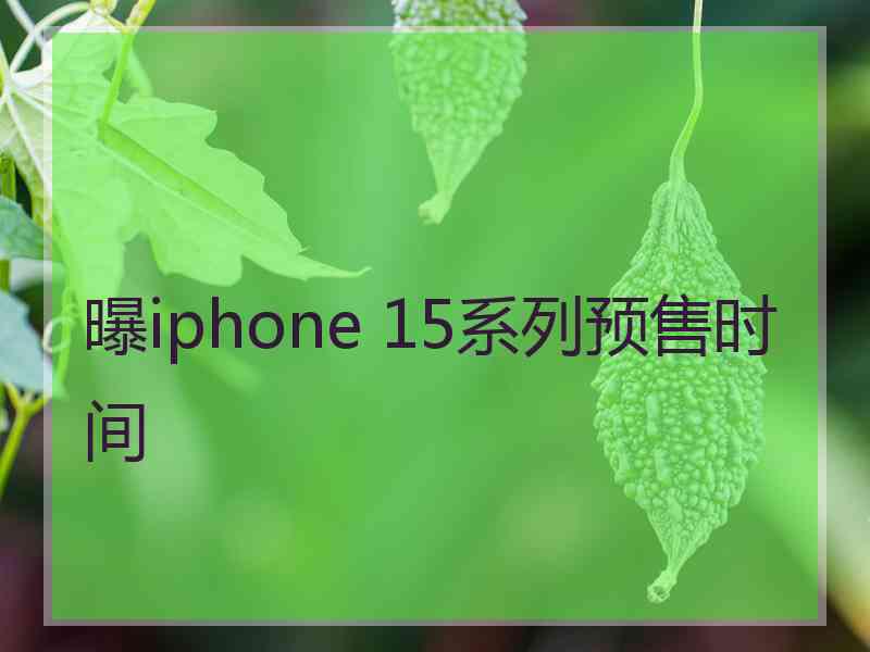 曝iphone 15系列预售时间