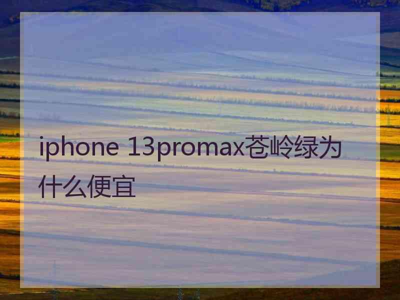 iphone 13promax苍岭绿为什么便宜