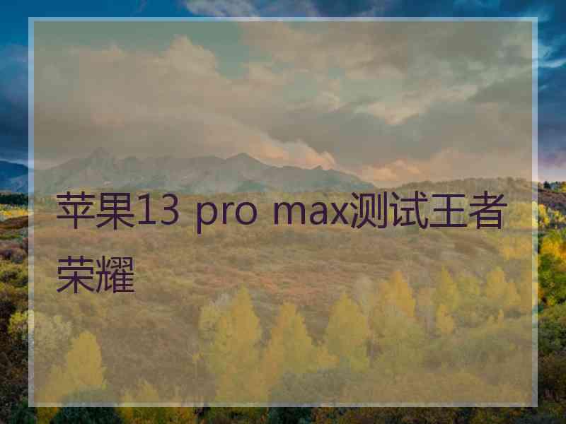 苹果13 pro max测试王者荣耀