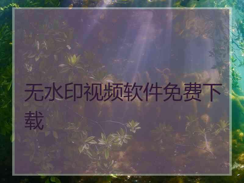 无水印视频软件免费下载