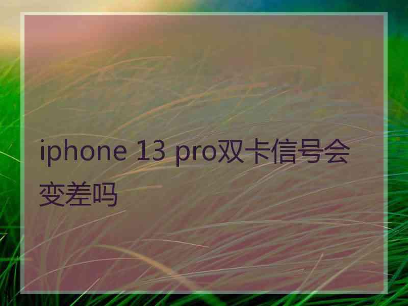 iphone 13 pro双卡信号会变差吗