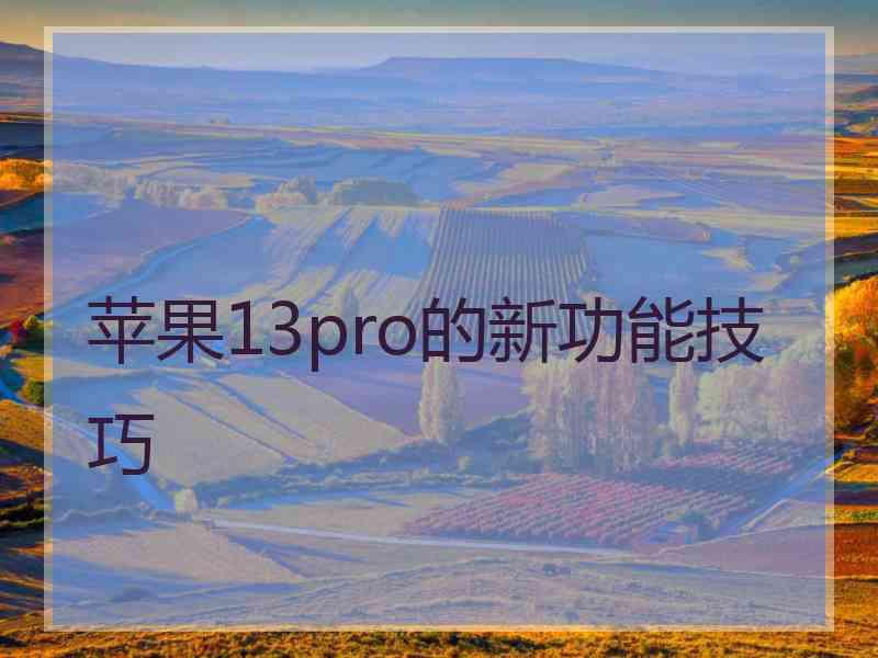 苹果13pro的新功能技巧