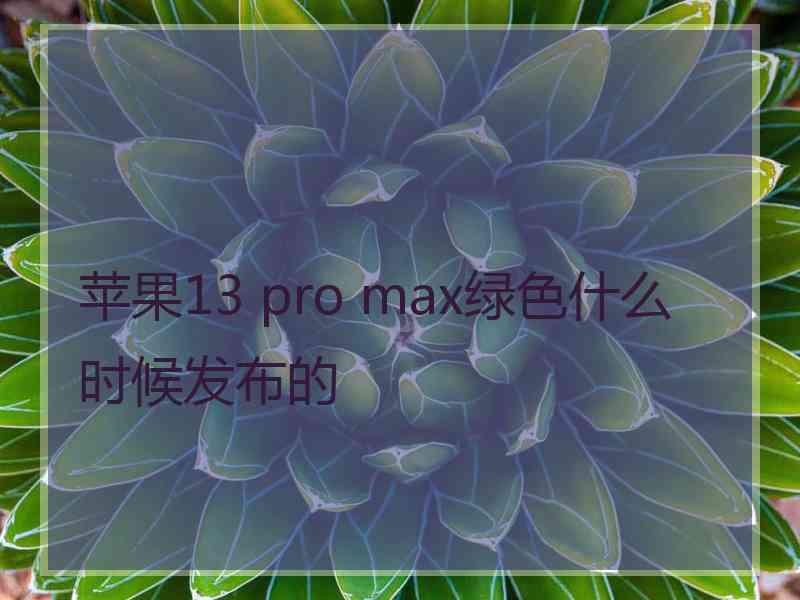 苹果13 pro max绿色什么时候发布的