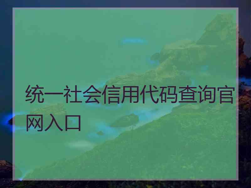 统一社会信用代码查询官网入口