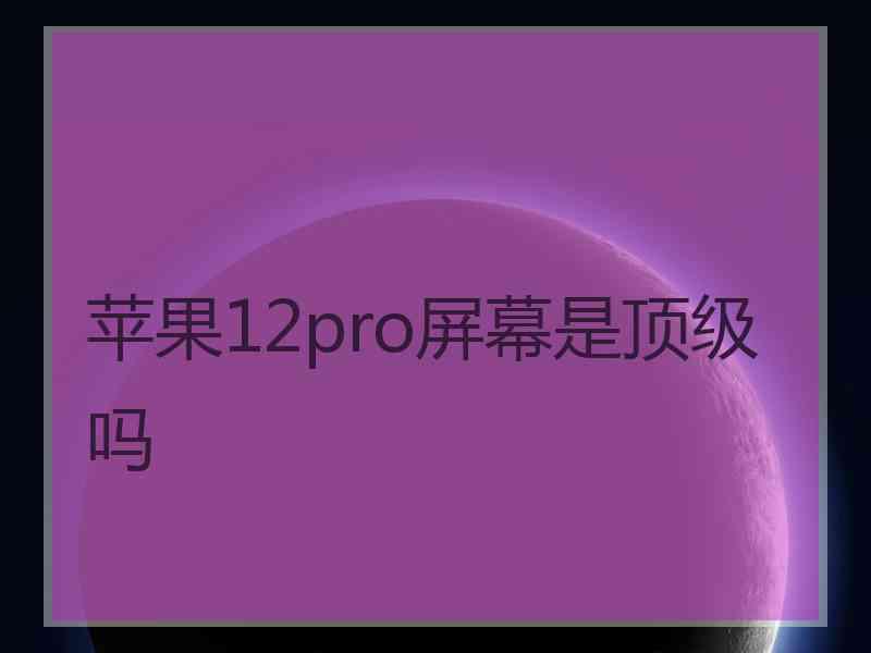 苹果12pro屏幕是顶级吗