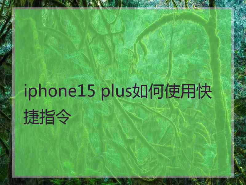 iphone15 plus如何使用快捷指令